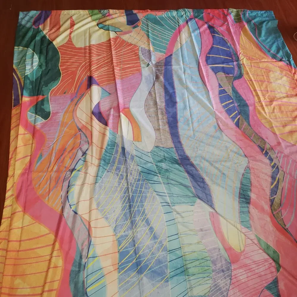 Large Abstract Coral Pink Fabric Panel Wall Hanging Tapestry Boho Decor Art NWOT